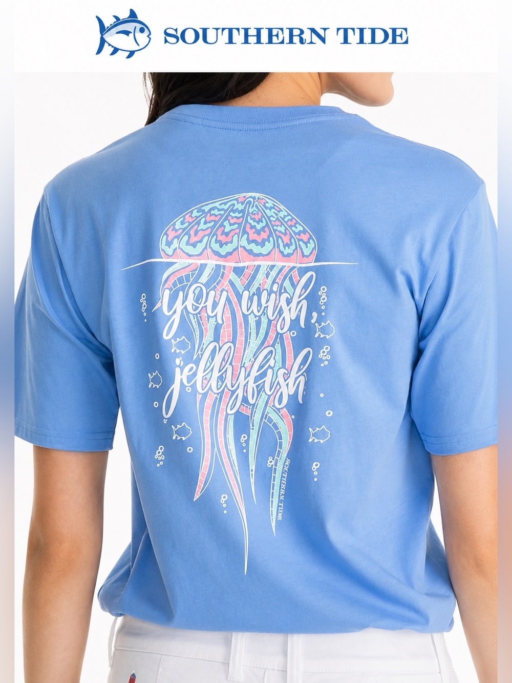Southern Tide Jellyfish Graphic Pocket Tee Blue Size L NWOT